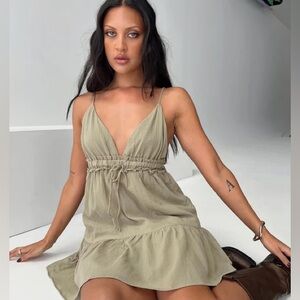Princess Polly Dionne Mini Dress Olive 🥝